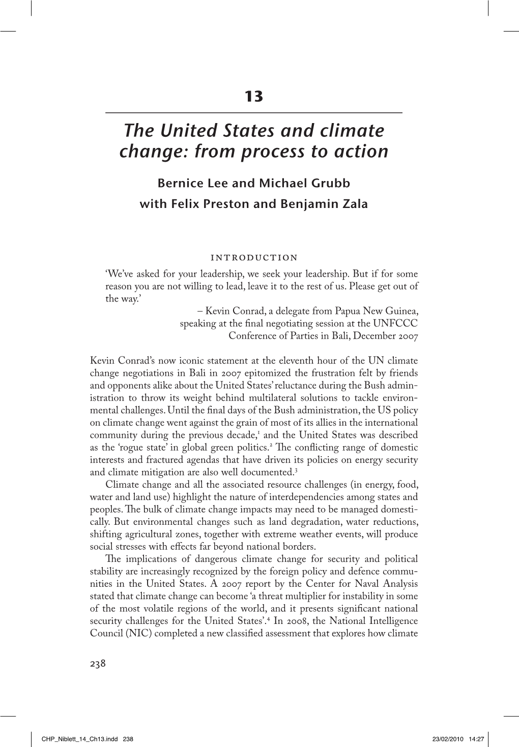 The United States and Climate Change: from Process to Action