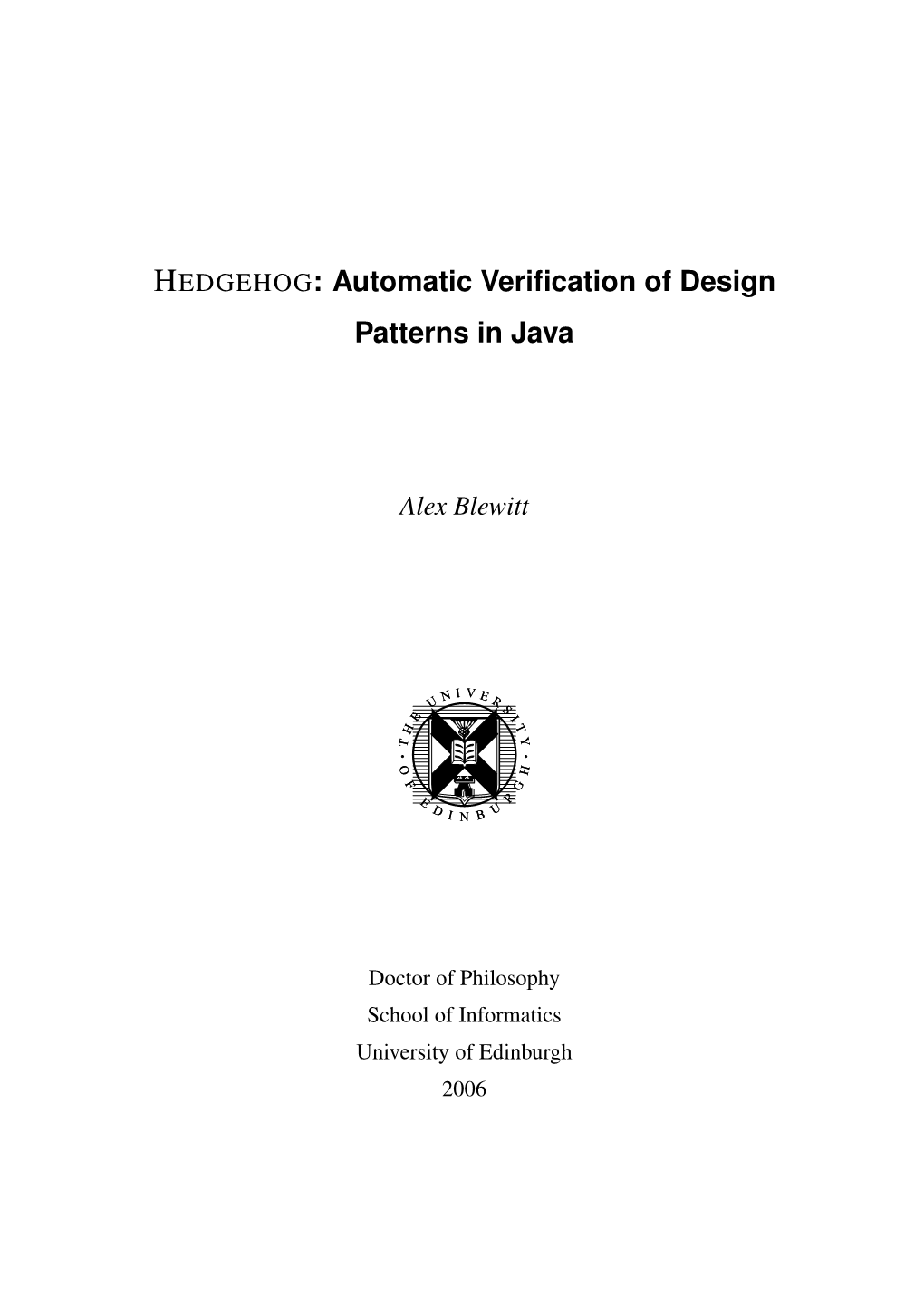 HEDGEHOG: Automatic Veriﬁcation of Design Patterns in Java