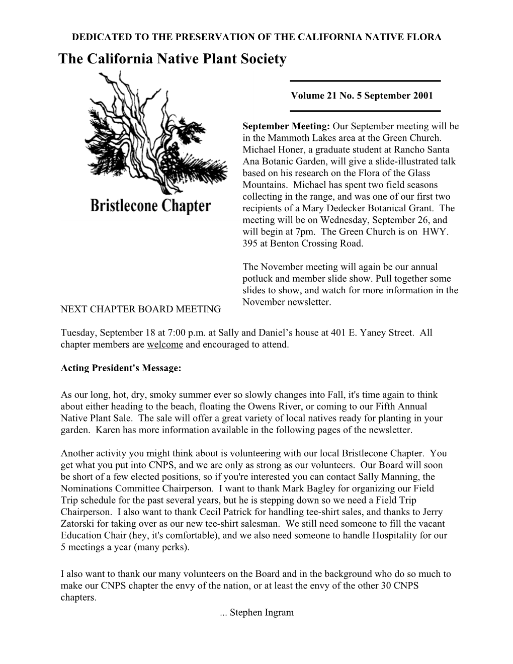 California Native Plant Society – Bristlecone