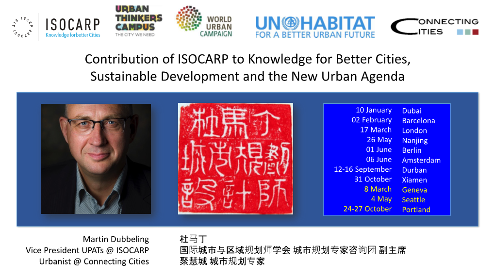 Contribution of ISOCARP to Knowledge for Better Cities, Sustainable Development and the New Urban Agenda