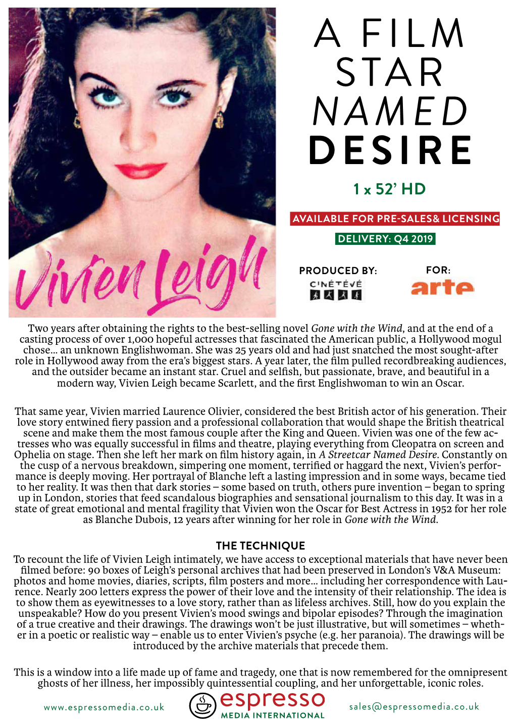 A FILM STAR NAMED DESIRE 1 X 52’ HD