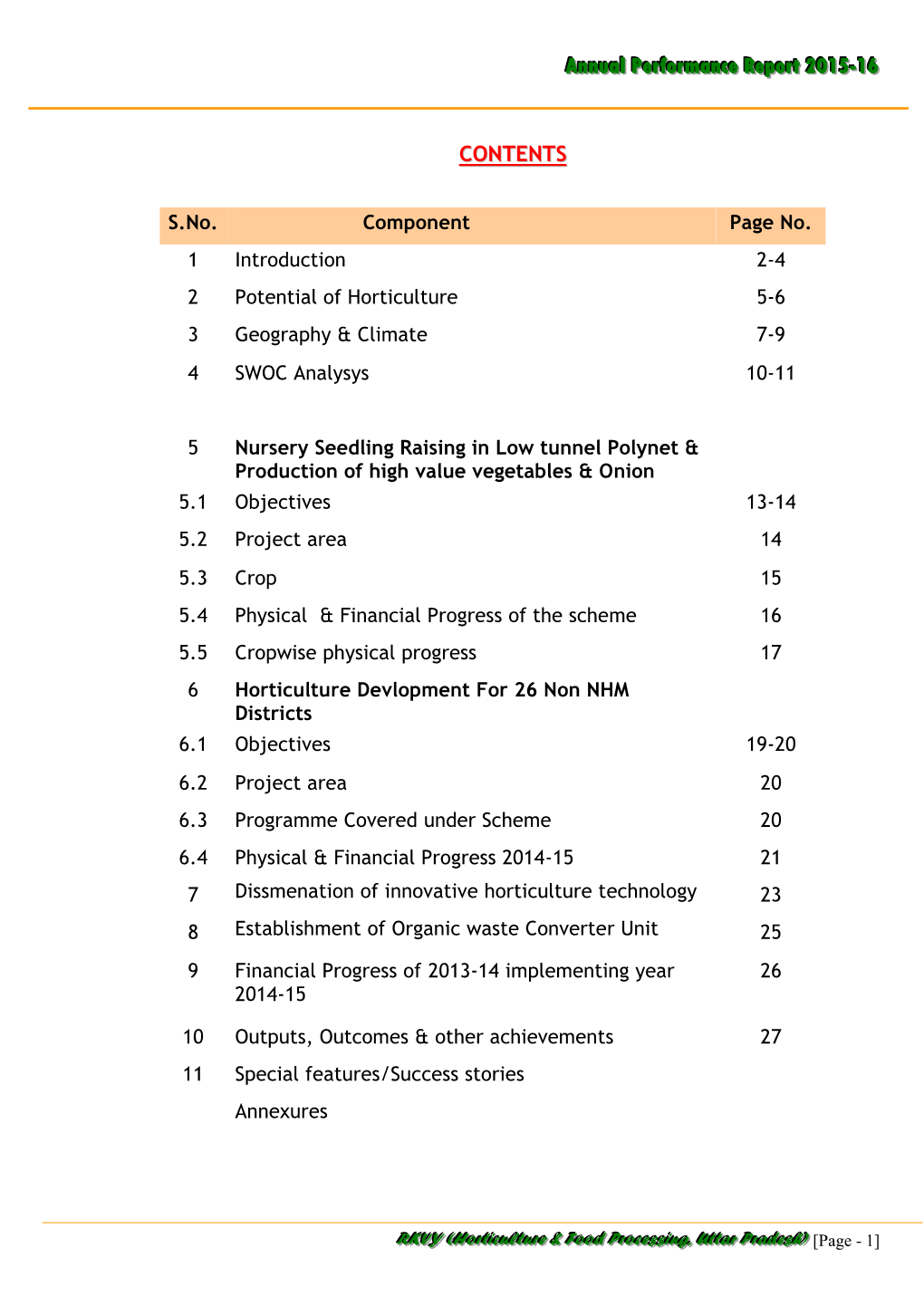 5. Horticulture Development Under