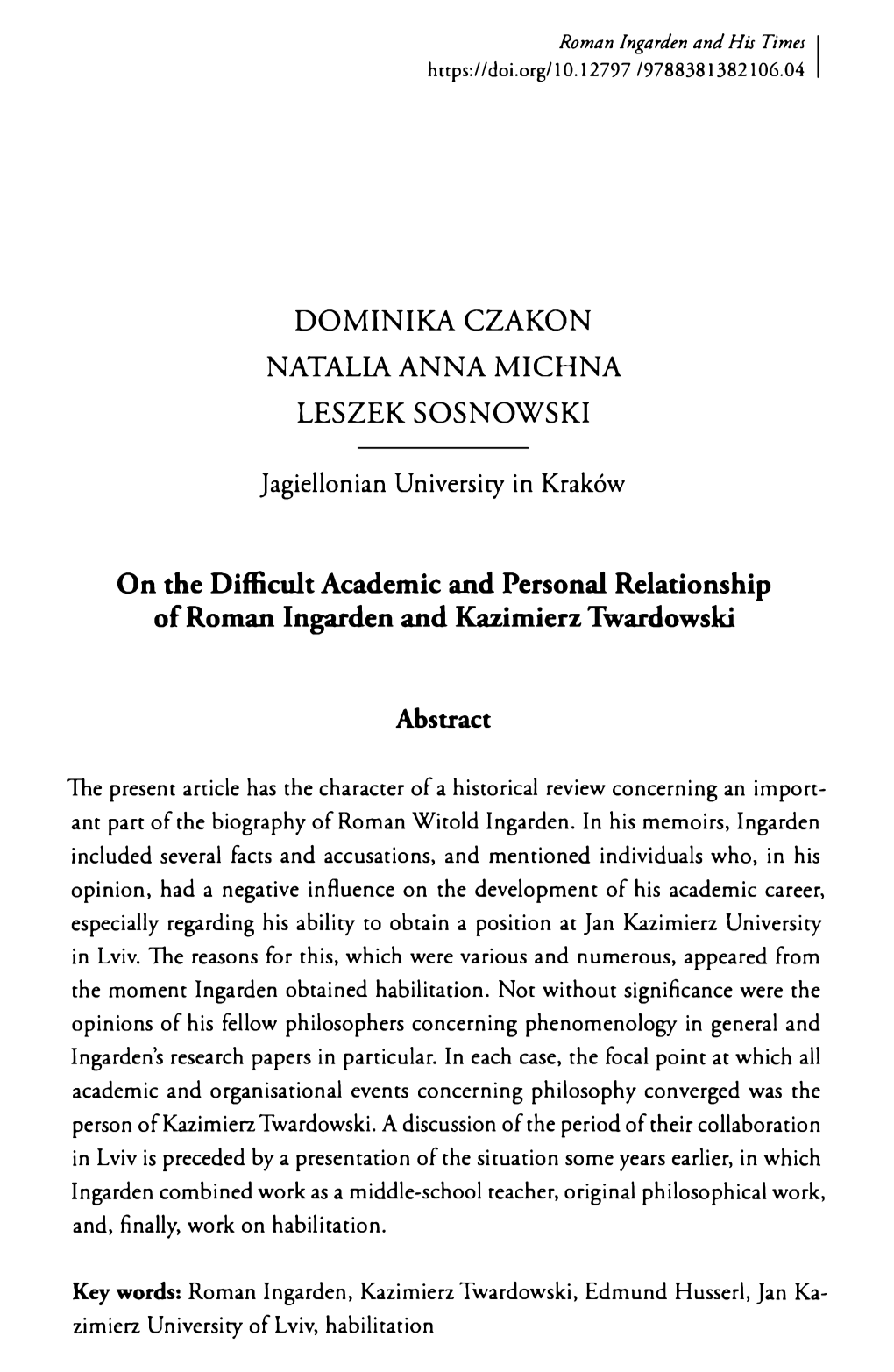 NATALIA ANNA MICHNA LESZEK SOSNOWSKI Difficult Academic