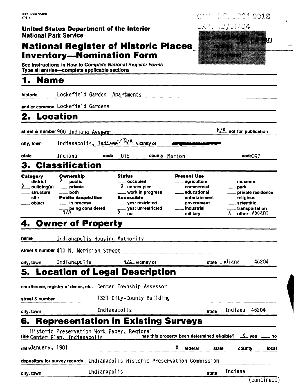 National Register of Historic Places Inventory—Nomination Form 1