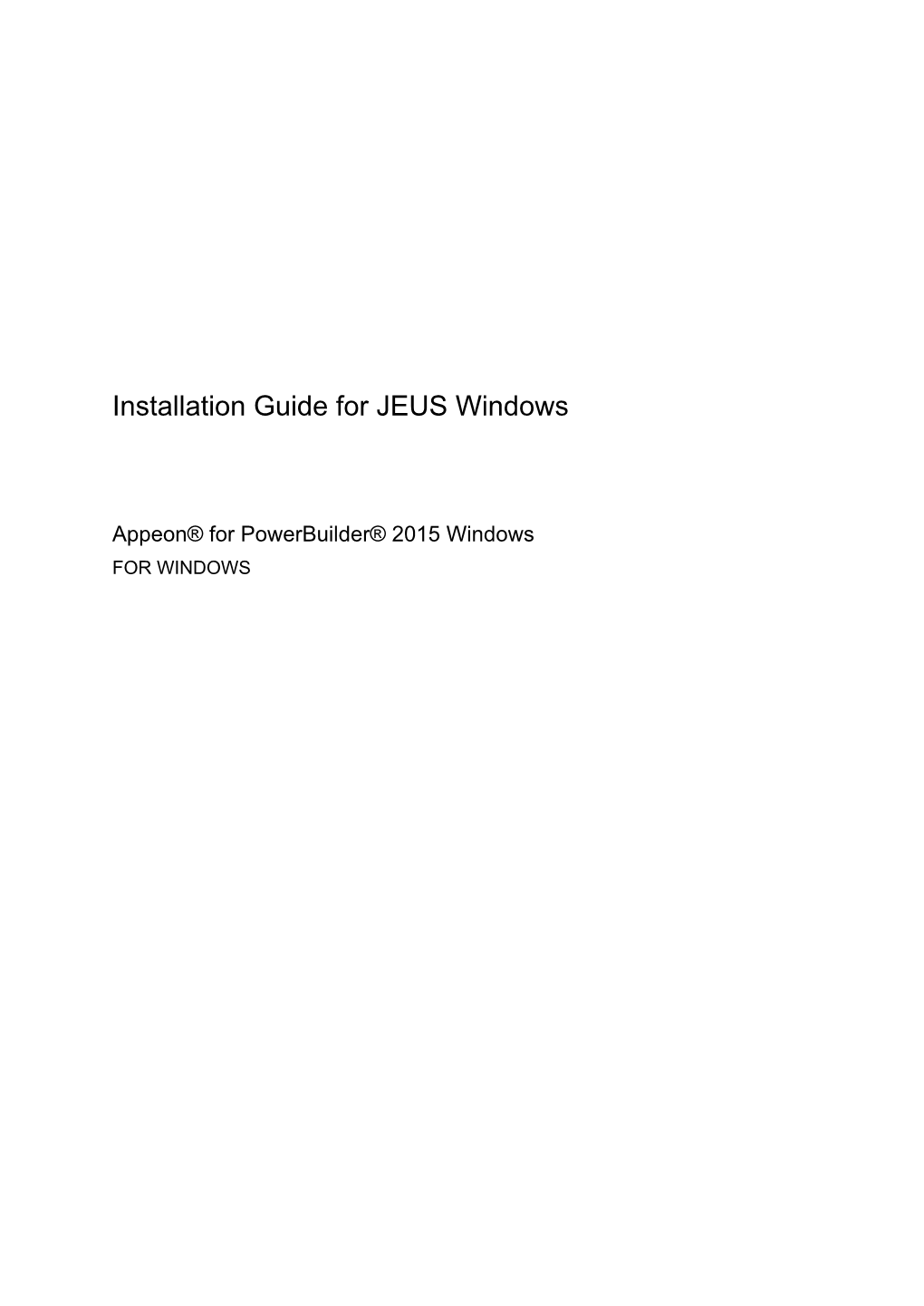 Installation Guide for JEUS Windows