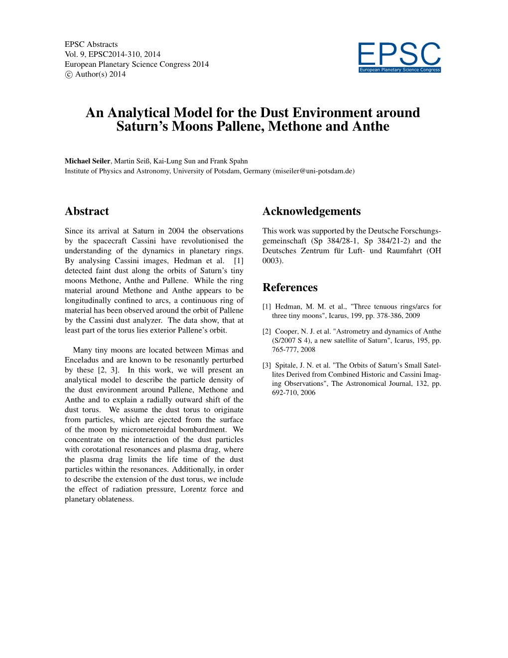 An Analytical Model for the Dust Environment Around Saturn's