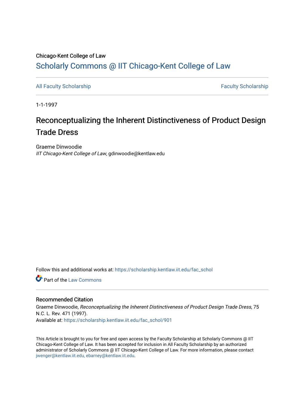 Reconceptualizing the Inherent Distinctiveness of Product Design Trade Dress