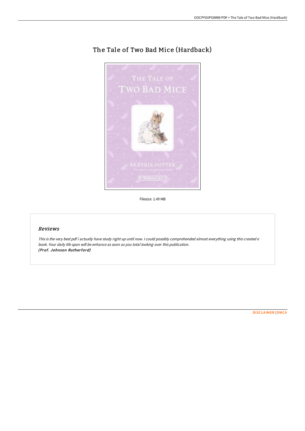 Find Book ^ the Tale of Two Bad Mice (Hardback)