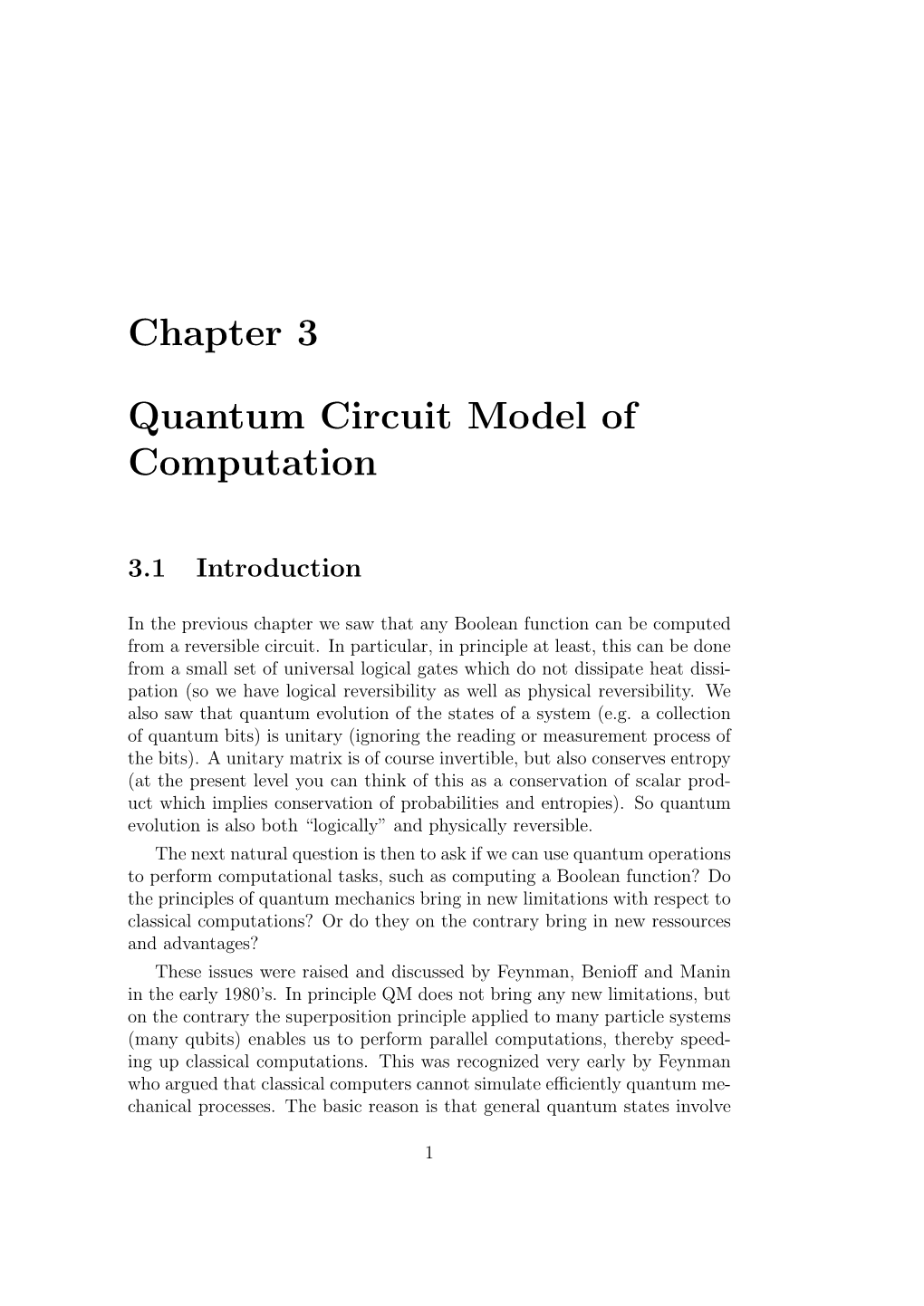 Chapter 3 Quantum Circuit Model of Computation