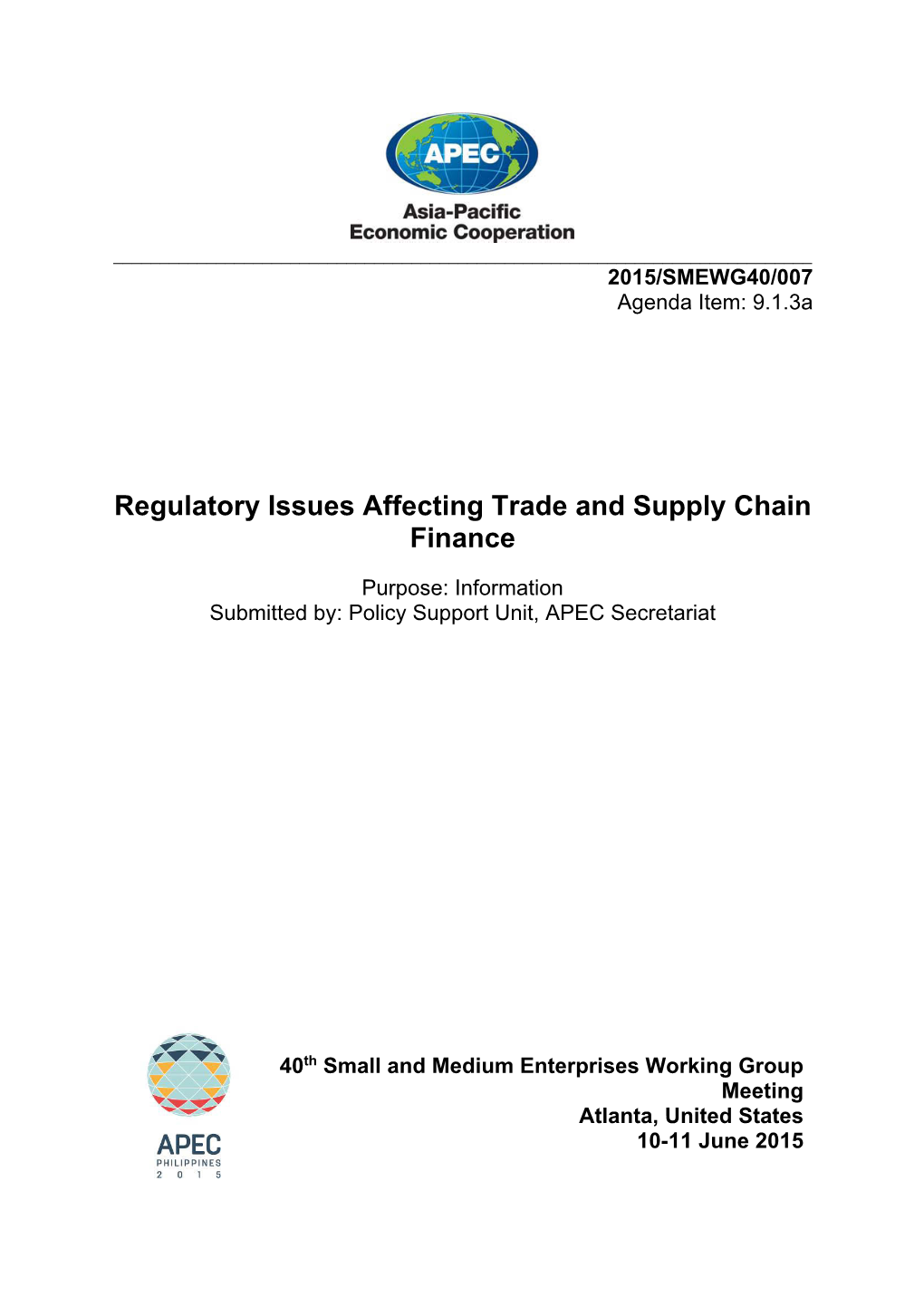 Regulatory Issues Affecting Trade and Supply Chain Finance