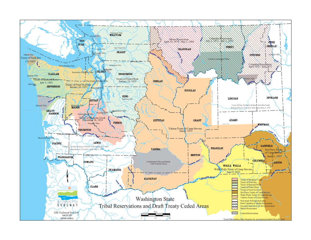 Washington State Tribal Reservations and Draft Treaty Ceded Areas