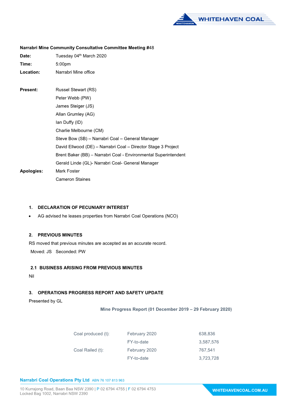 NAR-CCC Meeting Minutes and Environmental Monitoring Report 2020 3.6 MB