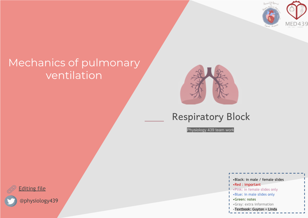 Respiratory Block Physiology 439 Team Work