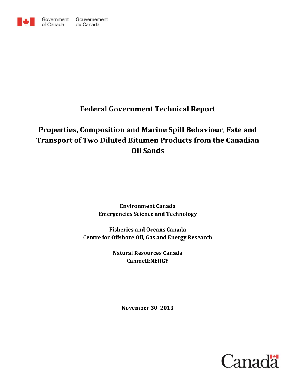 Federal Government Technical Report Properties, Composition And