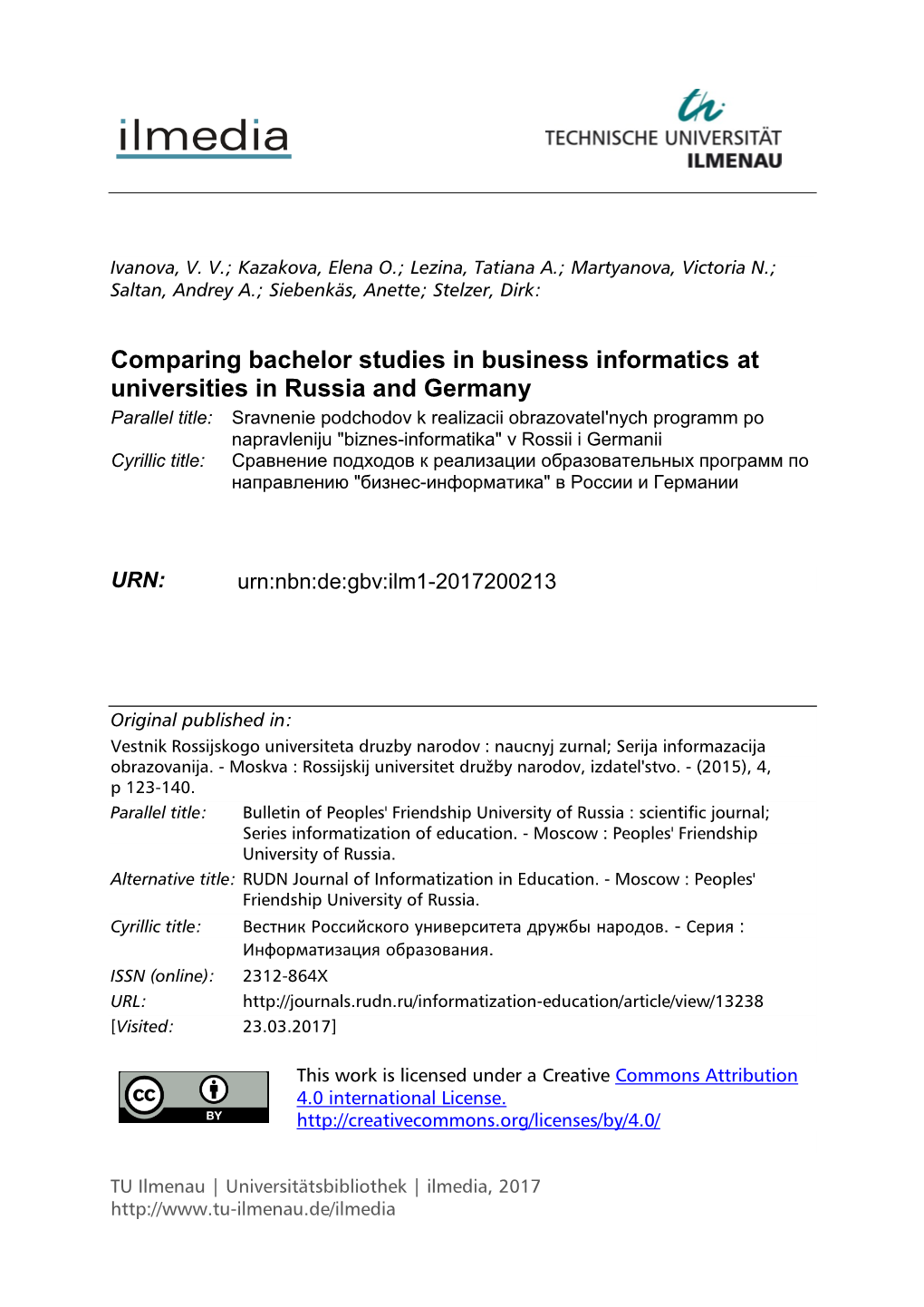 Comparing Bachelor Studies in Business Informatics at Universities