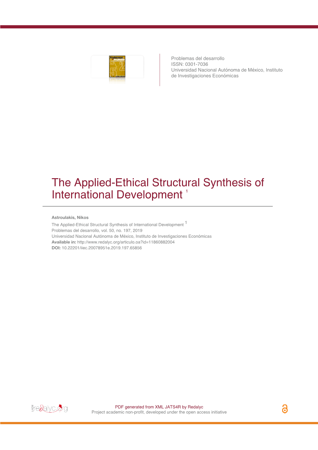 The Applied-Ethical Structural Synthesis of International Development 1