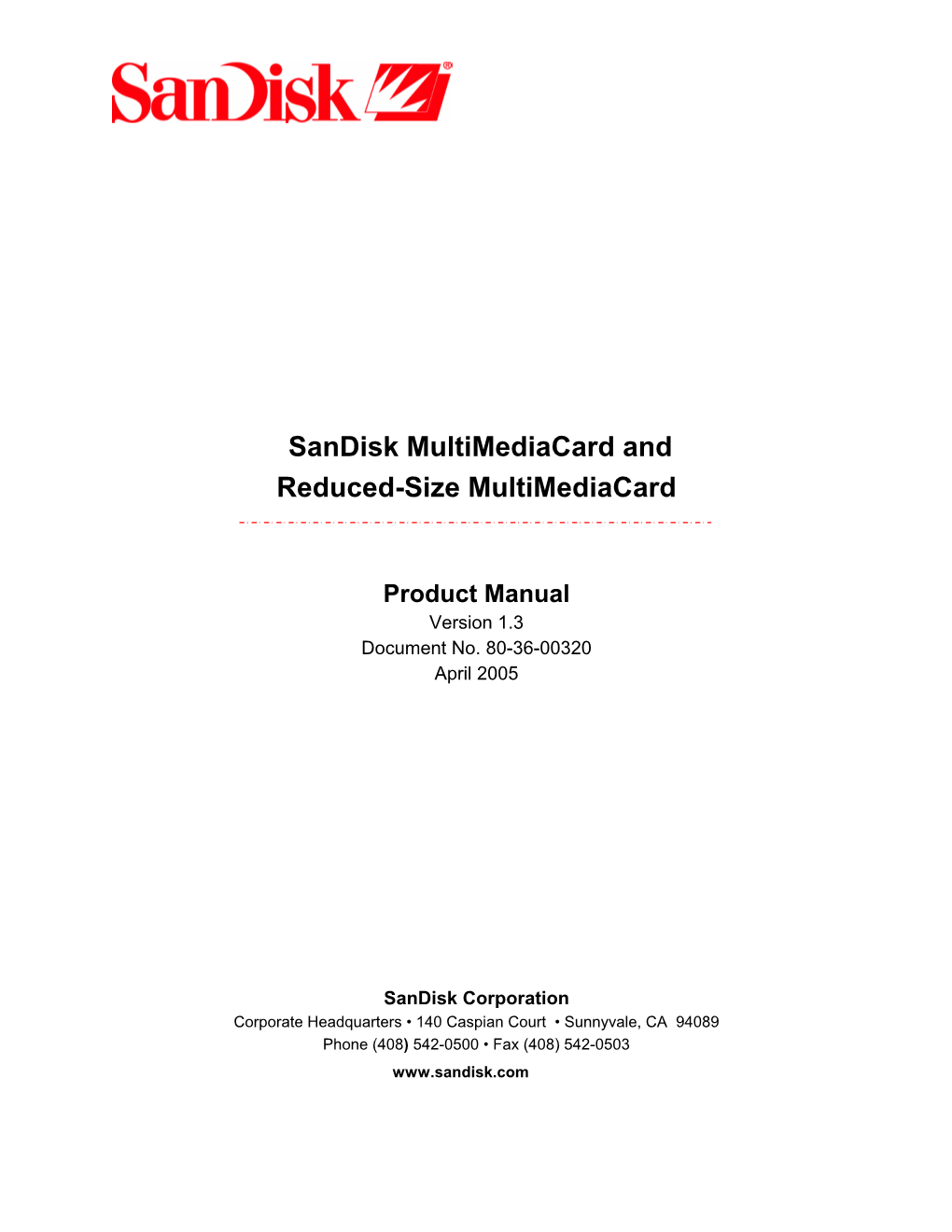 Sandisk Multimediacard and Reduced-Size Multimediacard