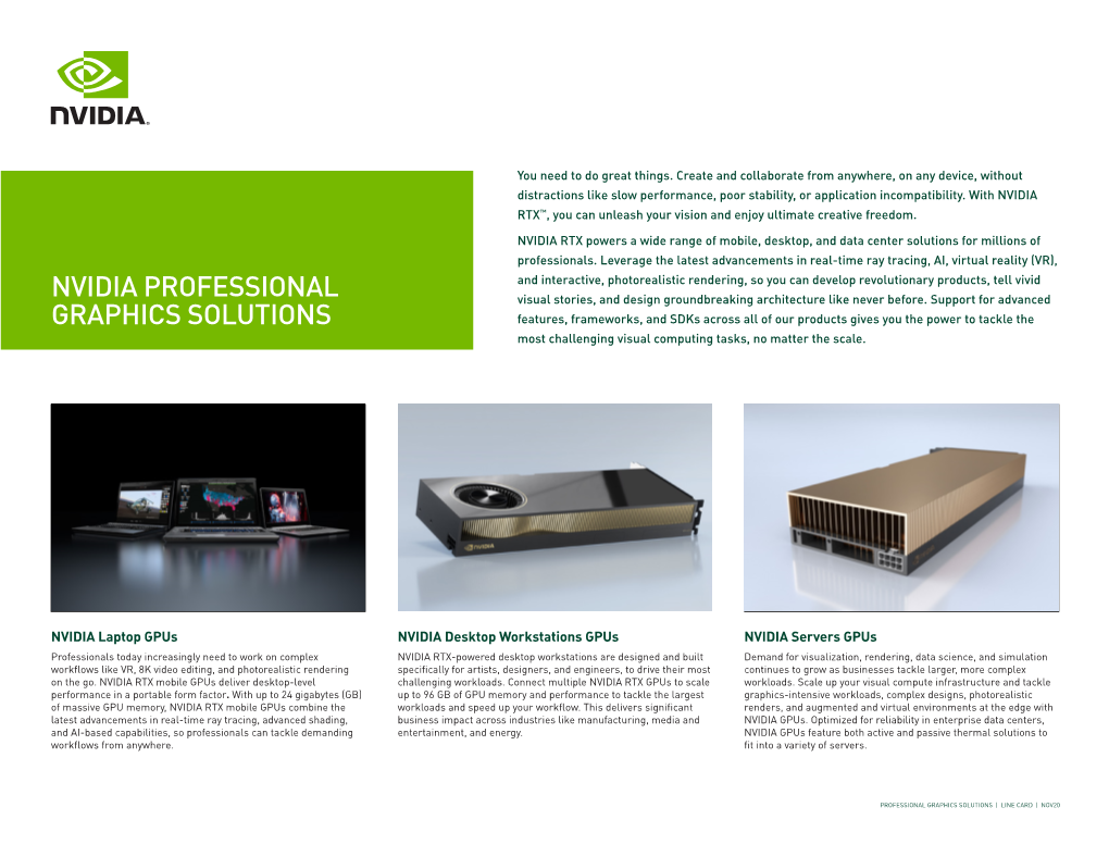 NVIDIA Professional Graphics Solutions | Line Card