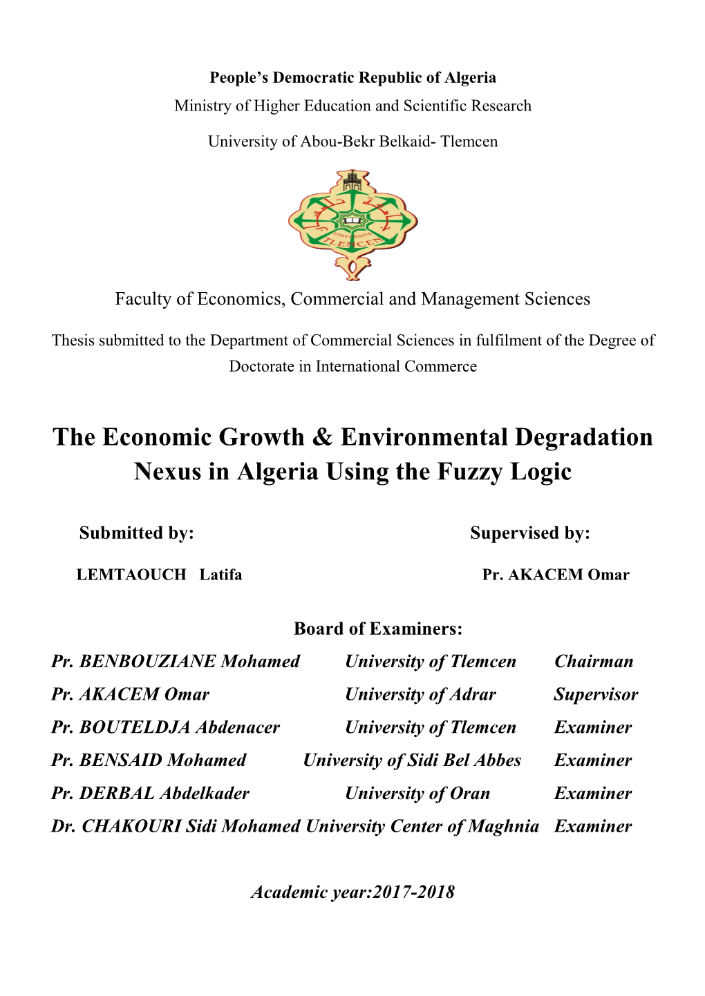 The Economic Growth & Environmental Degradation Nexus