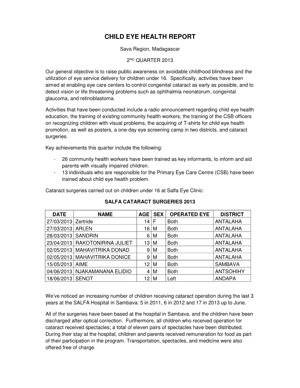 Child Eye Health Report