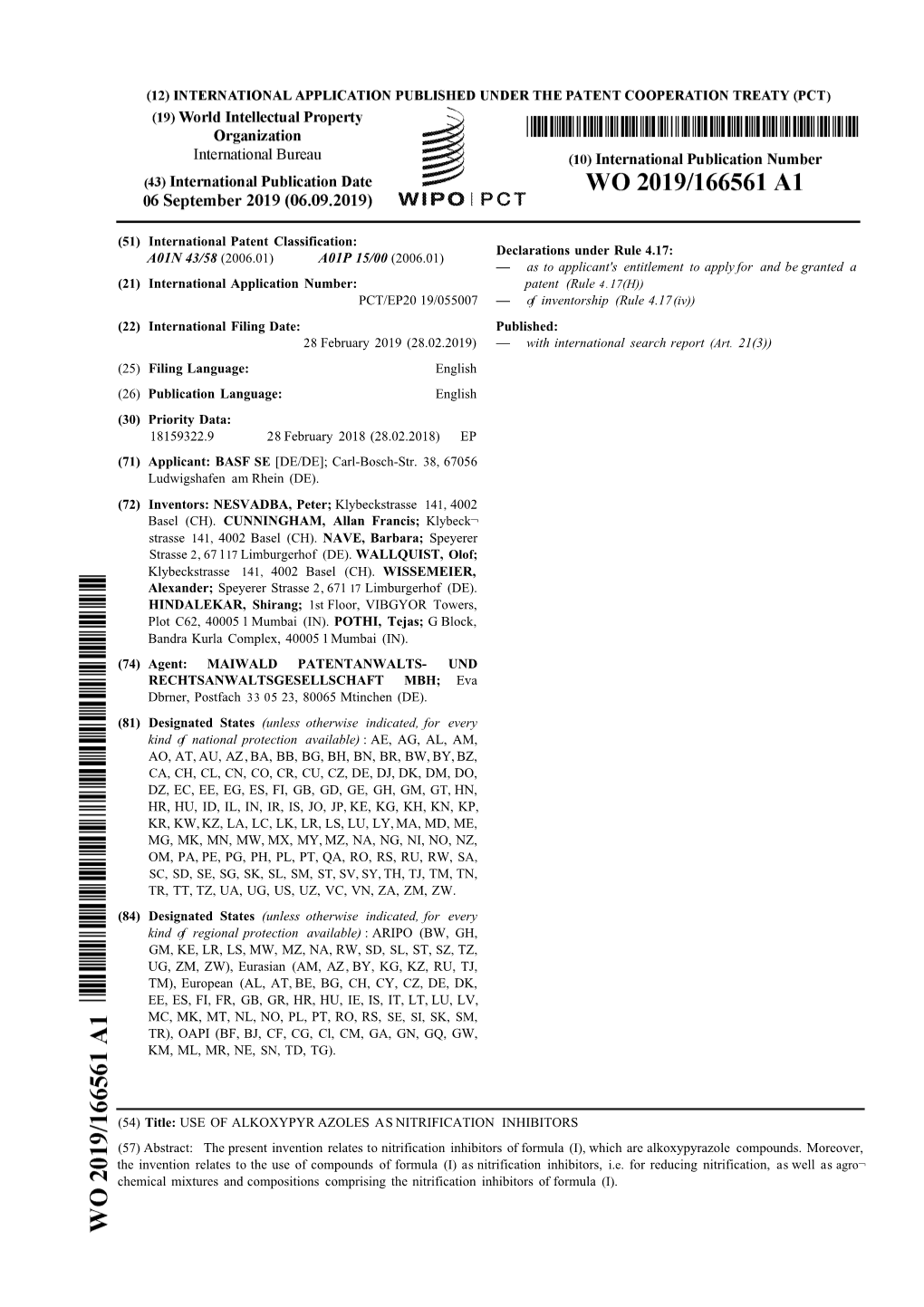 ) (51) International Patent Classification: A01N 43/58