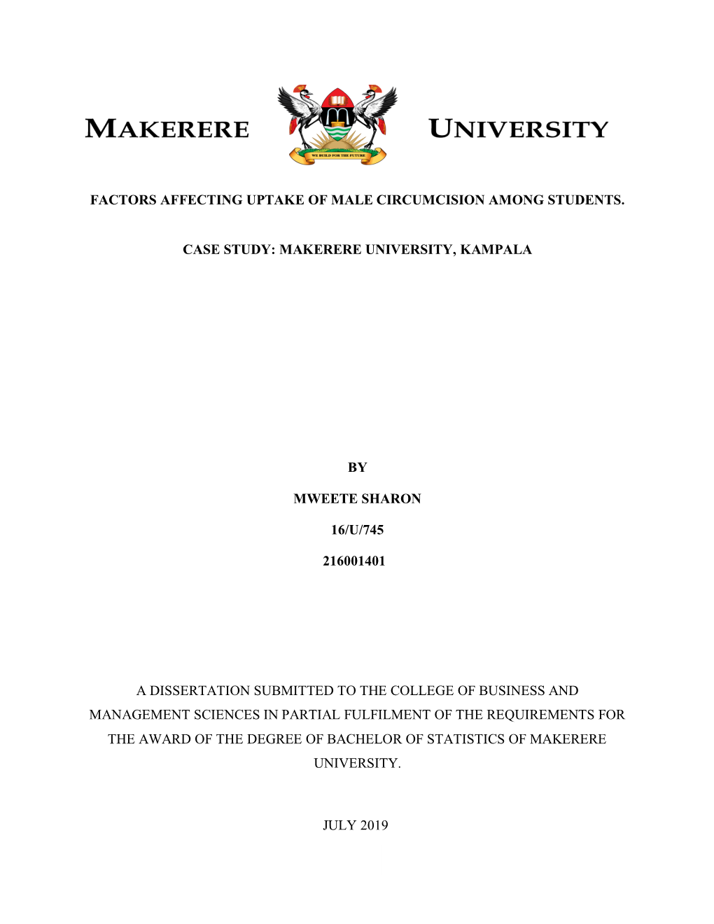 Factors Affecting Uptake of Male Circumcision Among Students