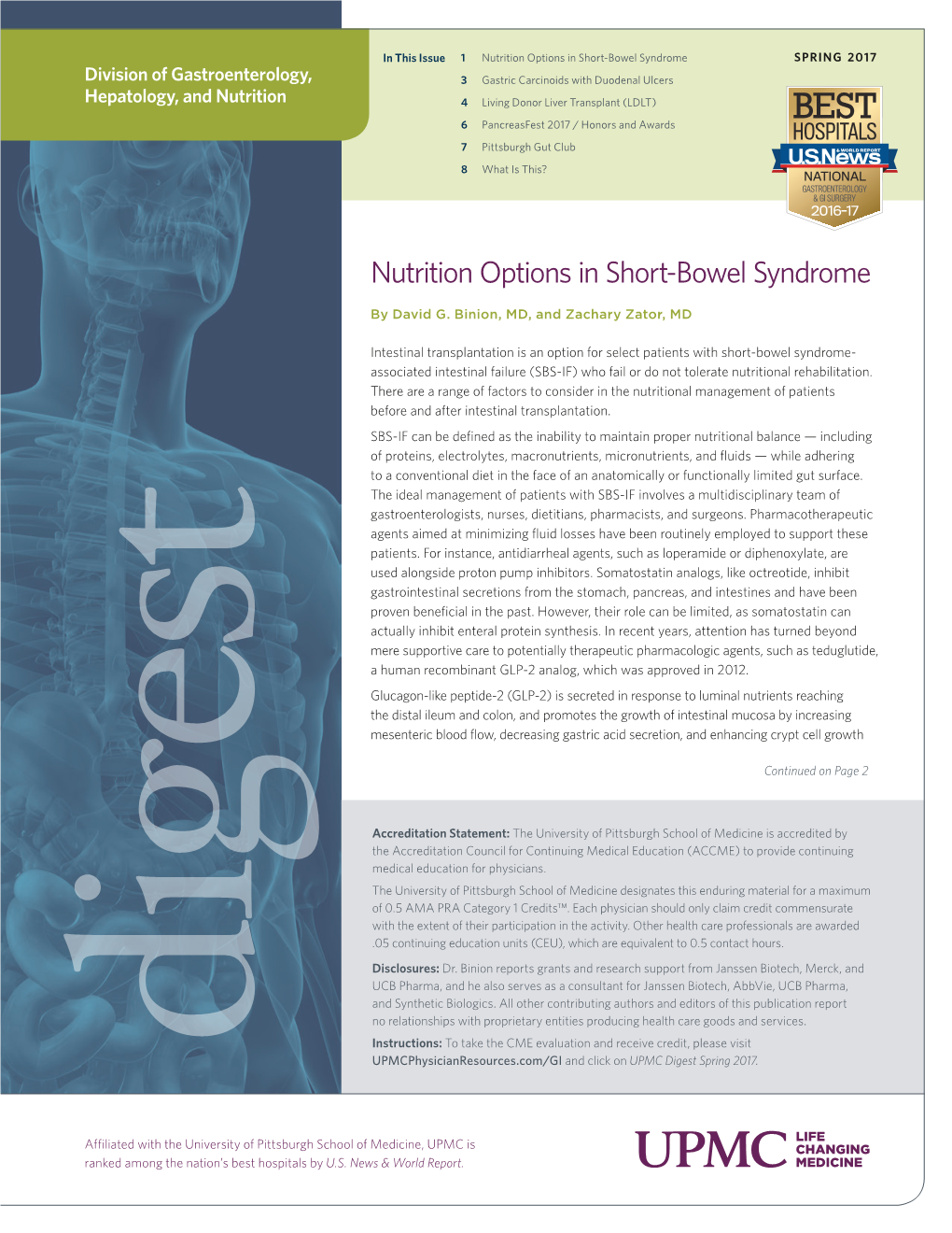 Nutrition Options in Short-Bowel Syndrome Upmcphysicianresources.Com/GI Instructions: Services