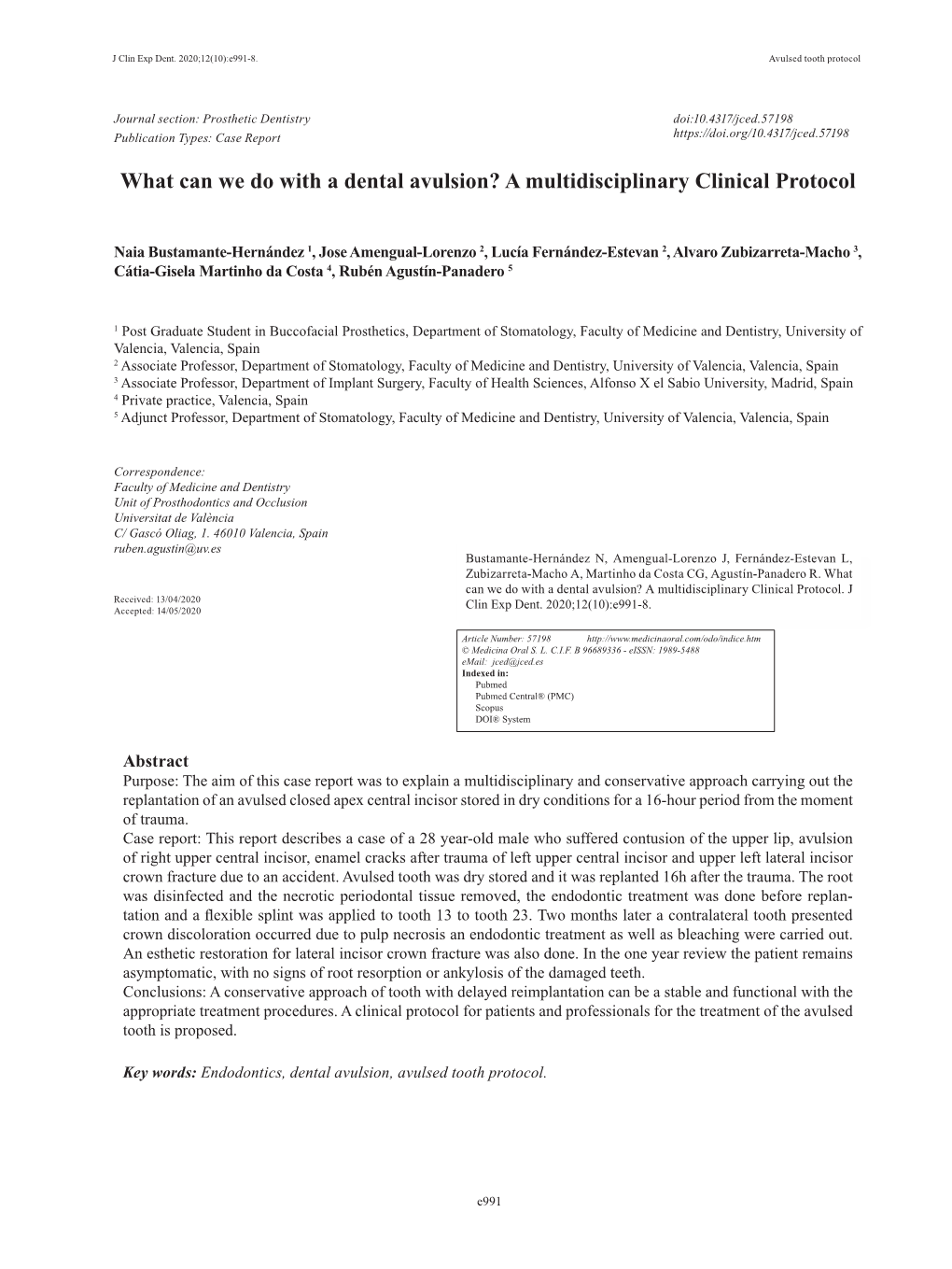 What Can We Do with a Dental Avulsion? a Multidisciplinary Clinical Protocol