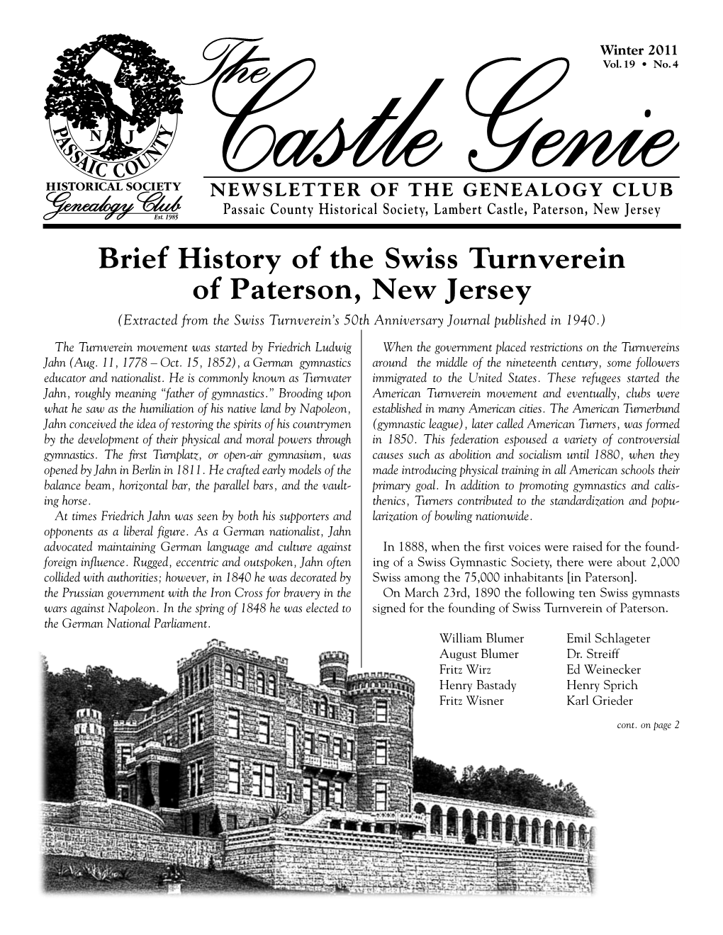 Brief History of the Swiss Turnverein of Paterson, New Jersey (Extracted from the Swiss Turnverein’S 50Th Anniversary Journal Published in 1940.)