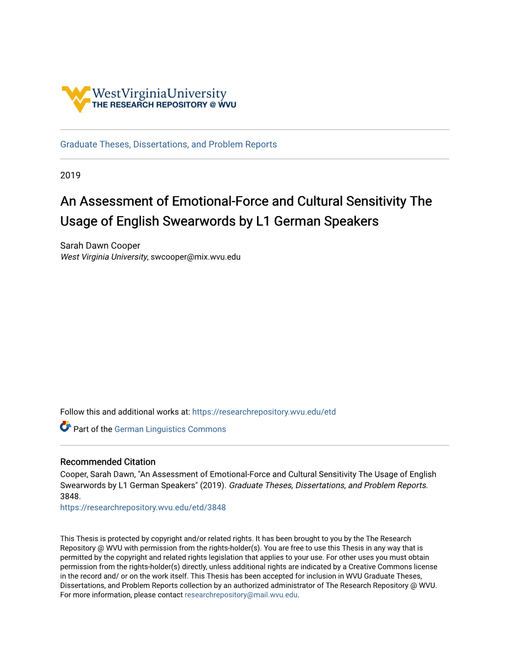 An Assessment of Emotional-Force and Cultural Sensitivity the Usage of English Swearwords by L1 German Speakers