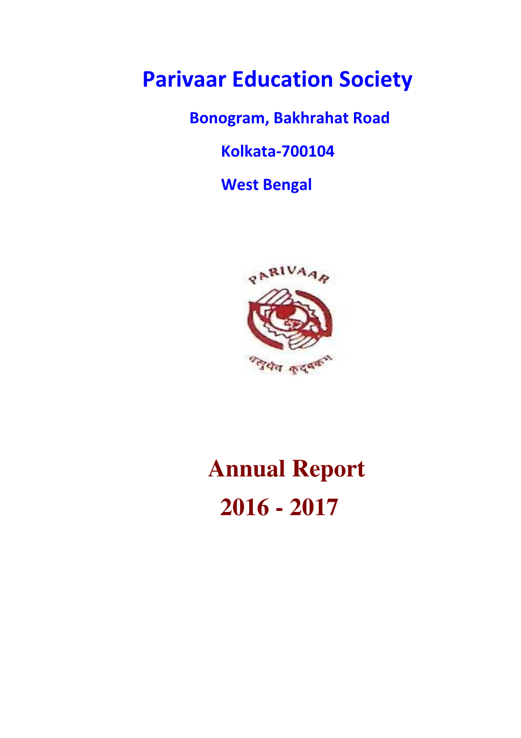 Parivaar Education Society Annual Report 2016