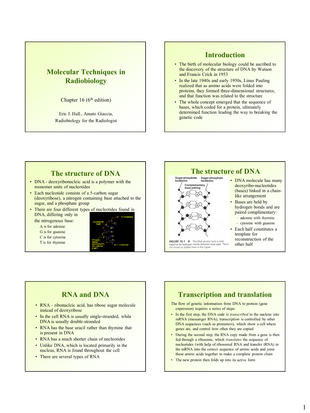 Molecular Techniques in Radiobiology Introduction The