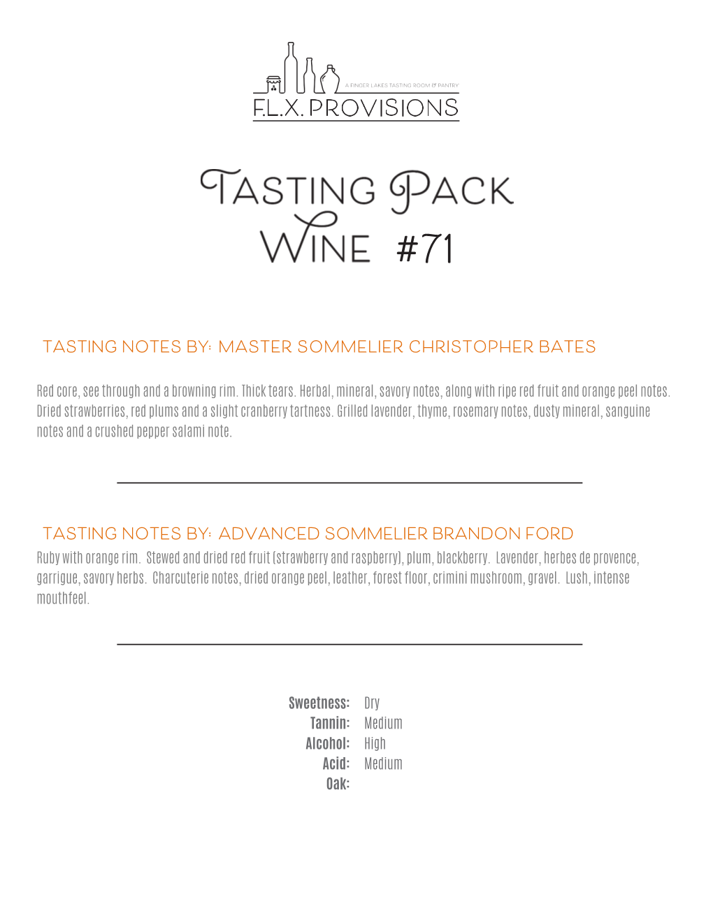 Tasting Notes By: Master Sommelier Christopher Bates