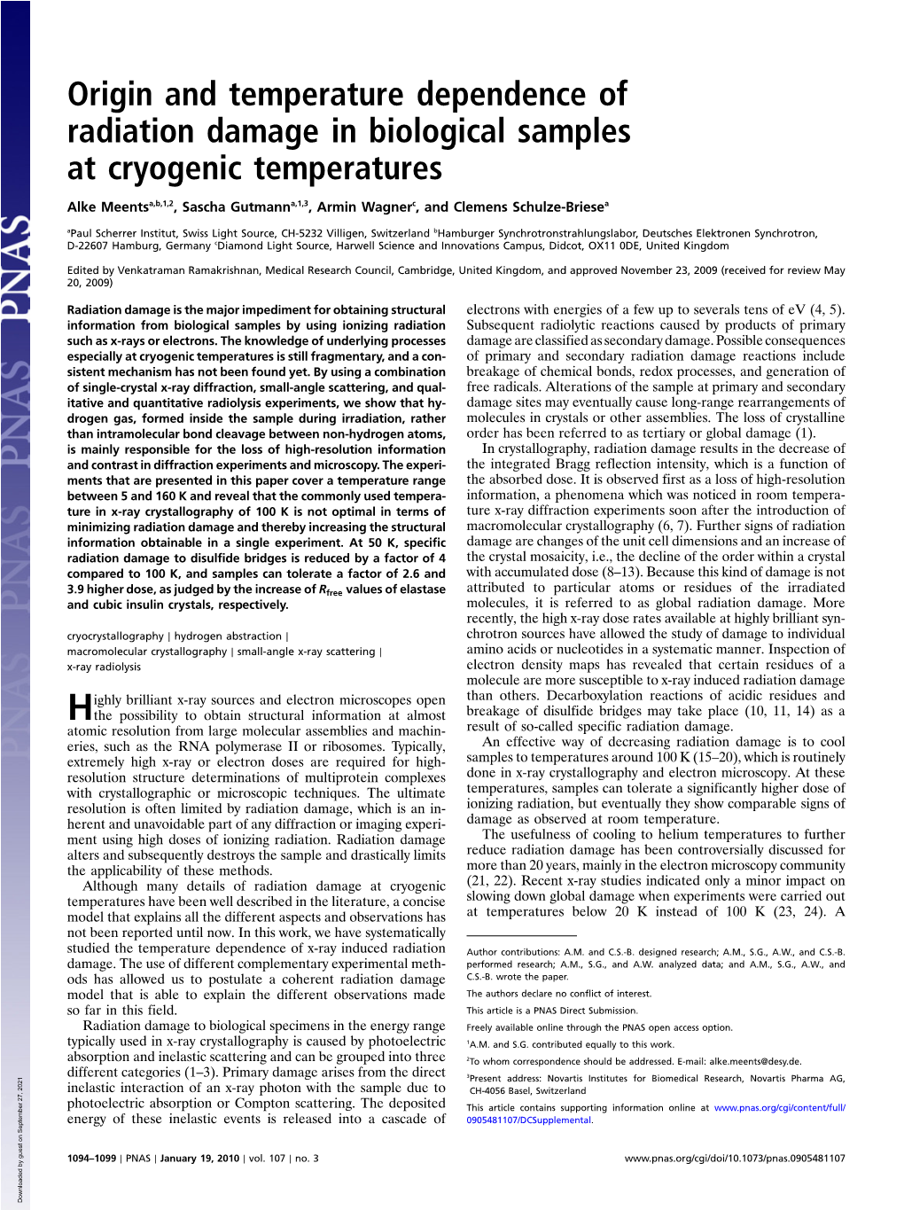 Origin and Temperature Dependence of Radiation Damage in Biological Samples at Cryogenic Temperatures