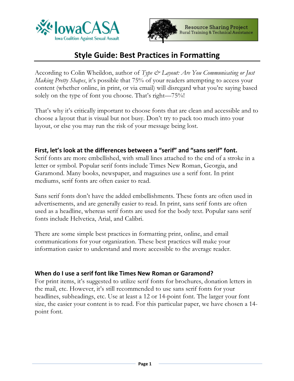 Style Guide: Best Practices in Formatting