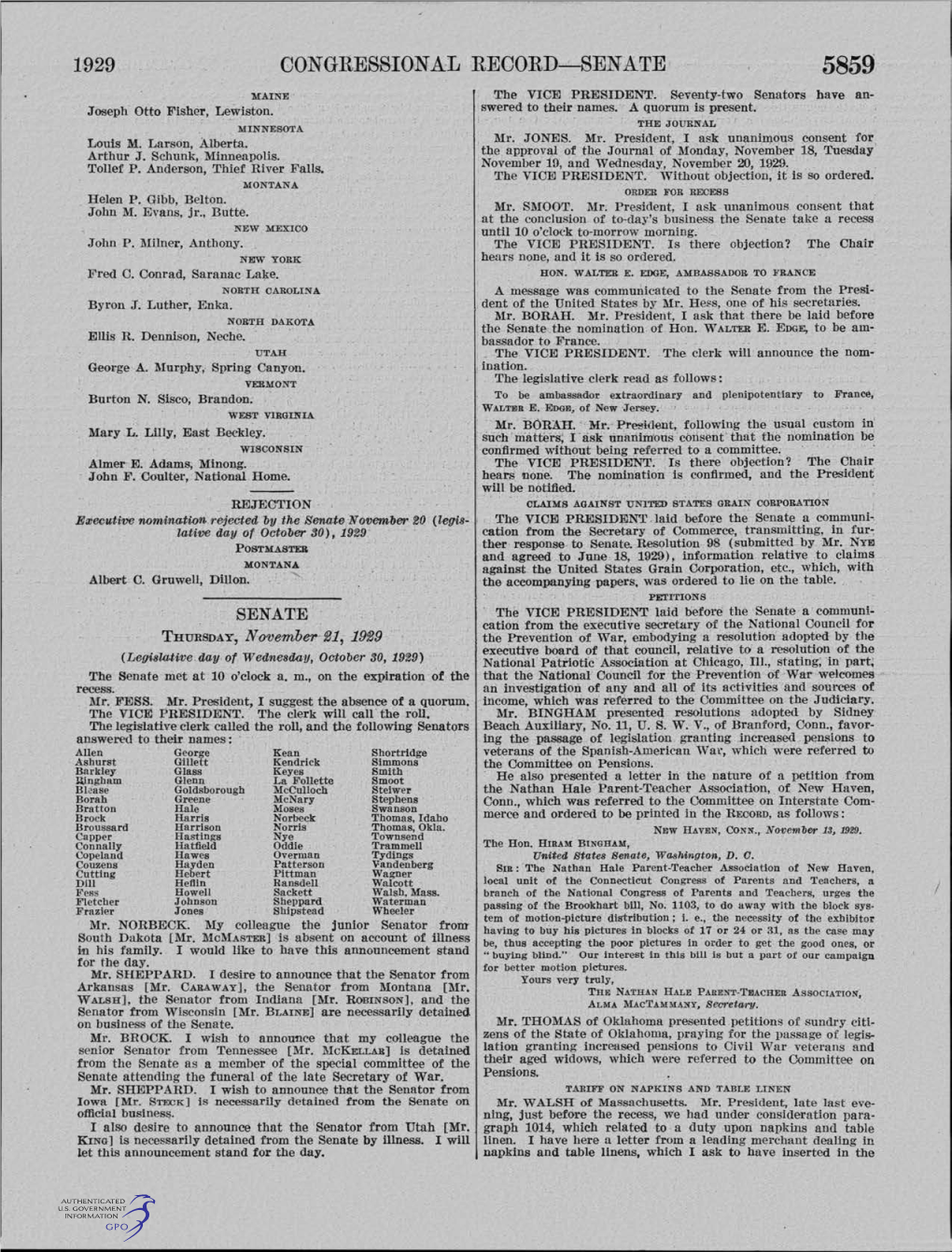 1929 CONGRESSIONAL RECORD-SENATE· 5895 Will Ascertain Bow Absurd His Fig'ures Were at That' Time; ·And Made Any Estifnates Upon ·Raw Wool