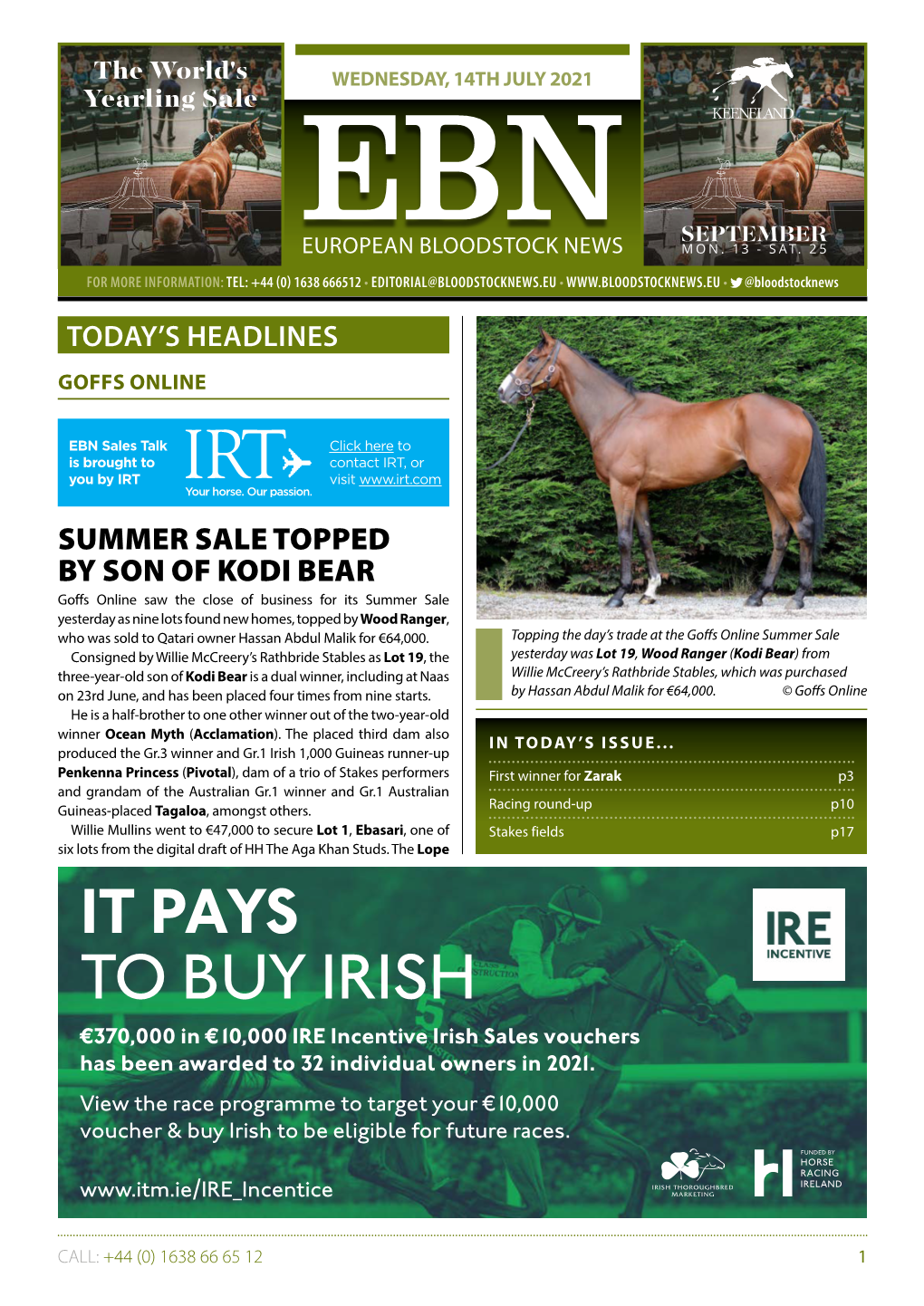 IT PAYS to BUY IRISH €370,000 in €10,000 IRE Incentive Irish Sales Vouchers Has Been Awarded to 32 Individual Owners in 2021