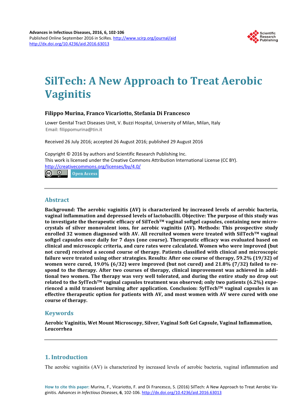 A New Approach to Treat Aerobic Vaginitis