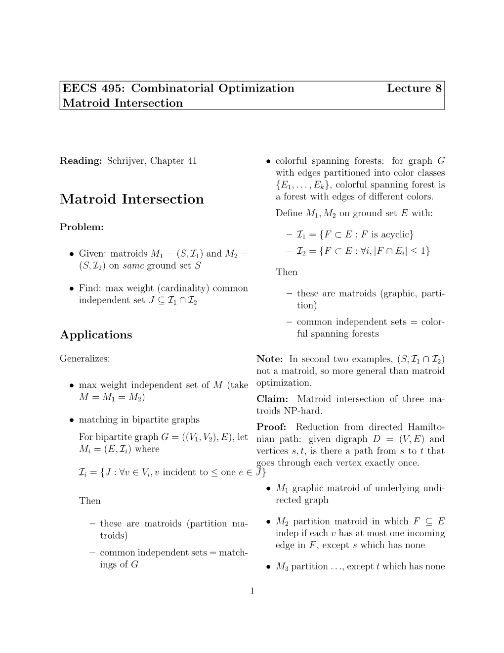 Matroid Intersection