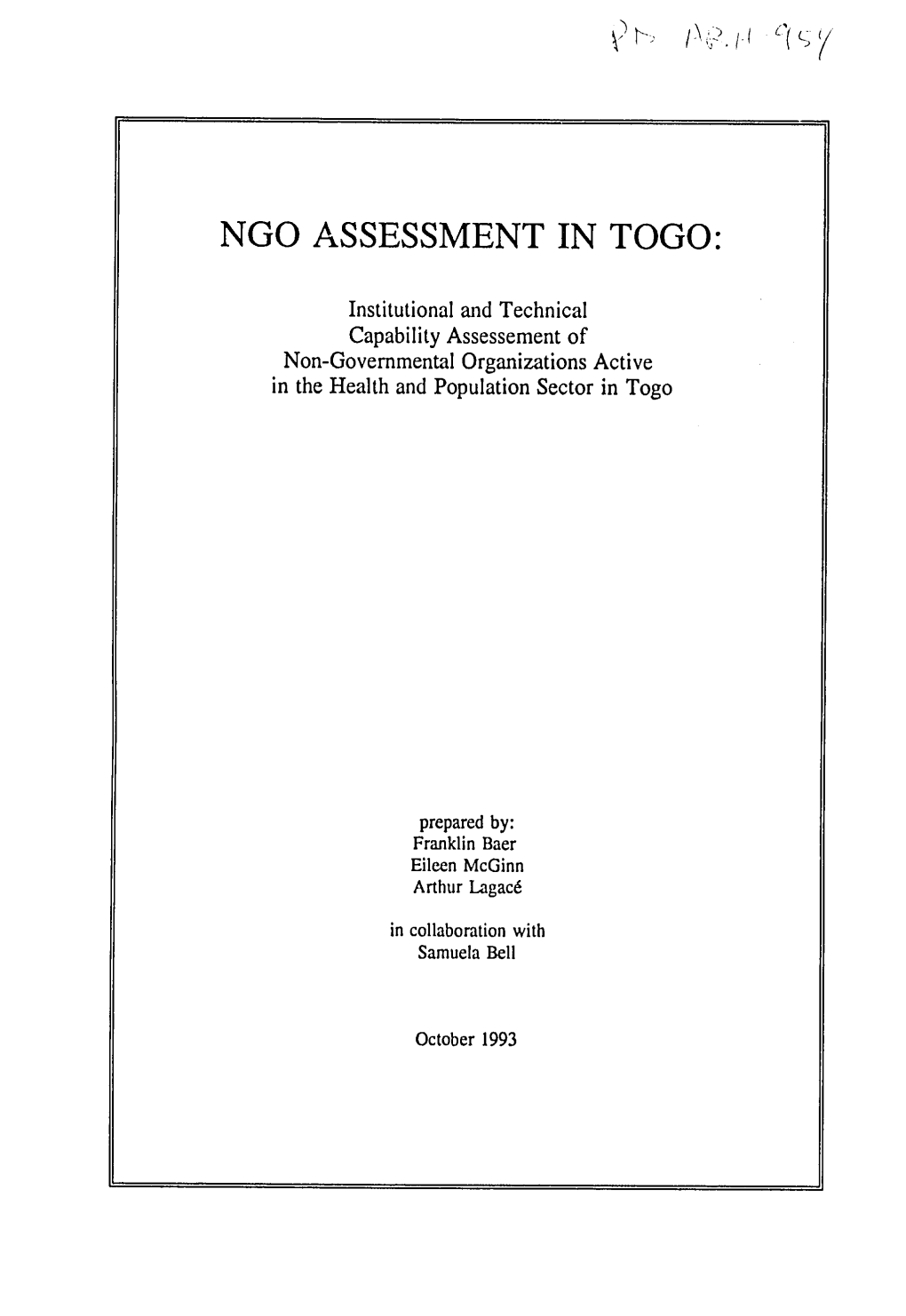 Ngo Assessment in Togo