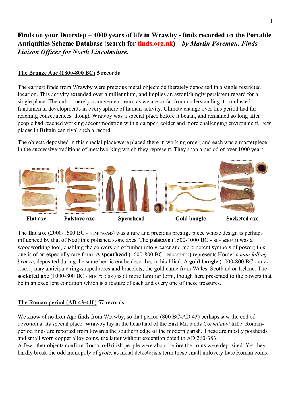 Finds on Your Doorstep – 4000 Years of Life in Wrawby