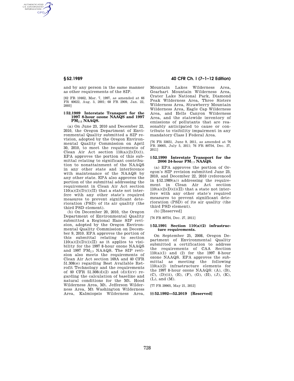 40 CFR Ch. I (7–1–12 Edition) § 52.1989