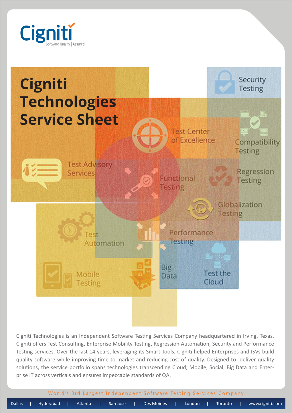 Cigniti Technologies Service Sheet