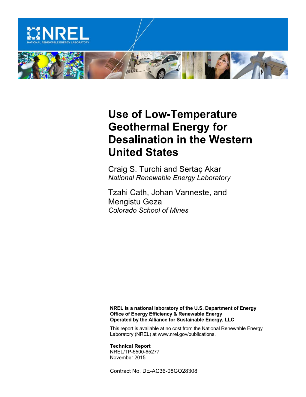 Use of Low-Temperature Geothermal Energy for Desalination in the Western United States Craig S