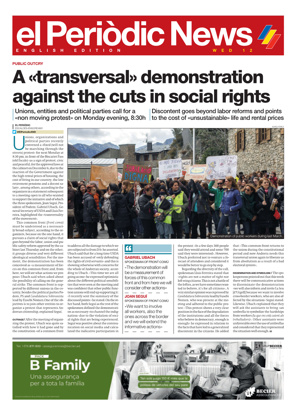 A «Transversal» Demonstration Against the Cuts in Social Rights