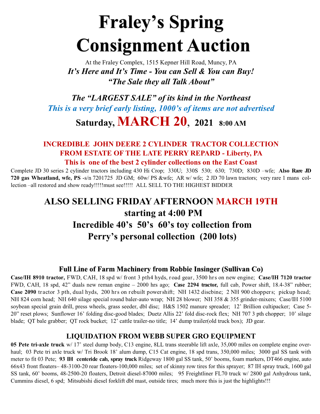 Fraley's Spring Consignment Auction