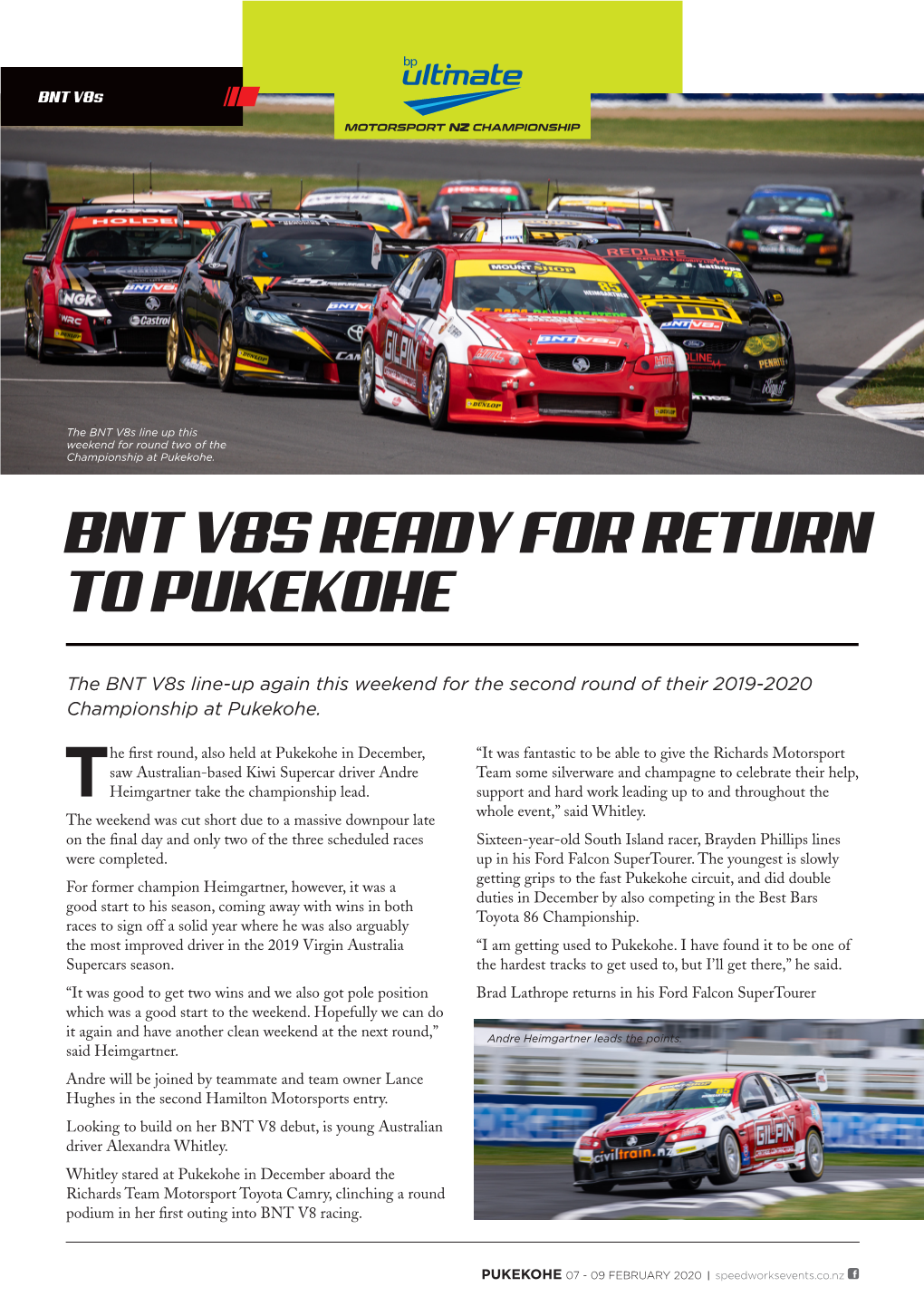 Bnt V8s Ready for Return to Pukekohe