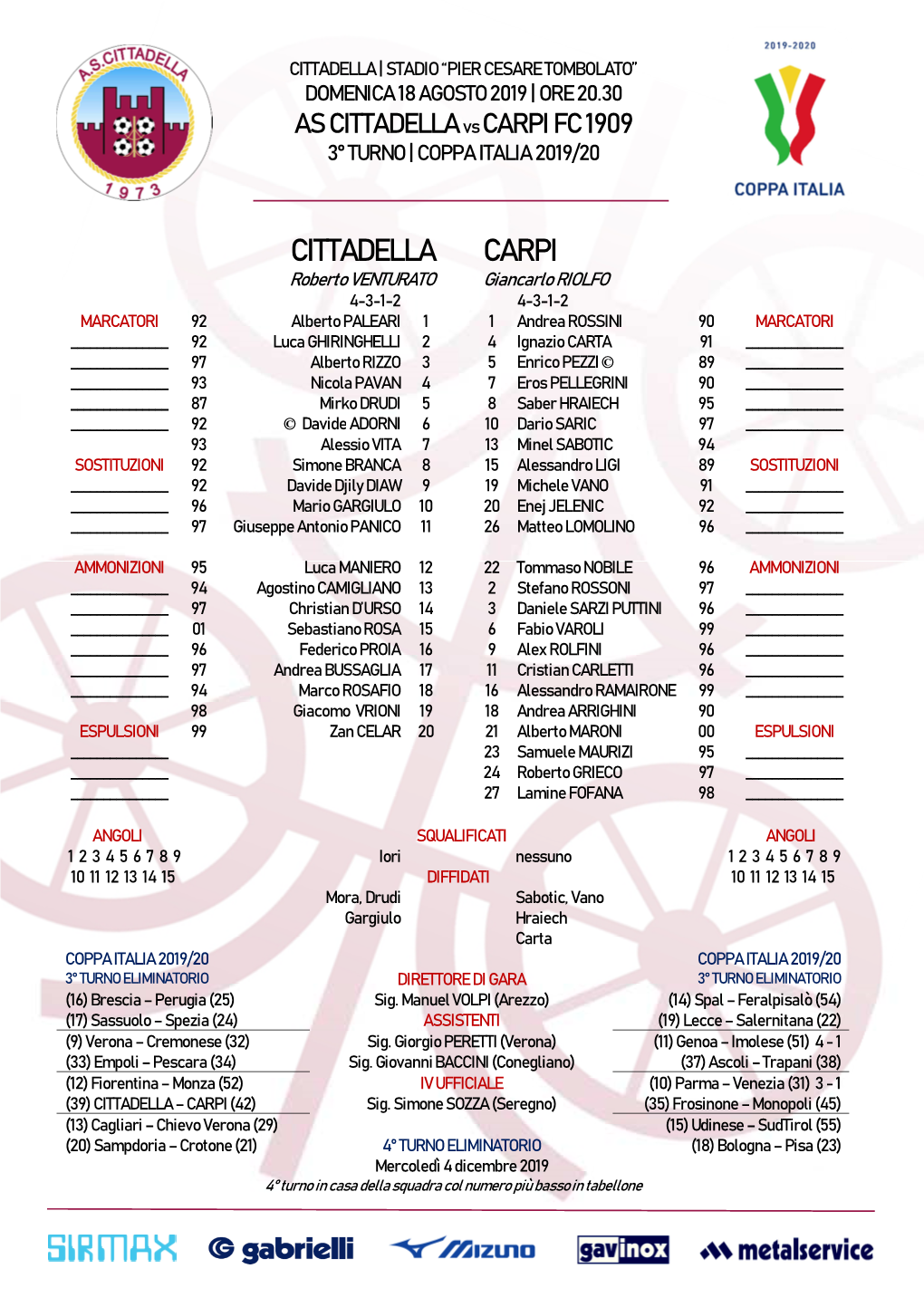 Doppia Coppa 18/08