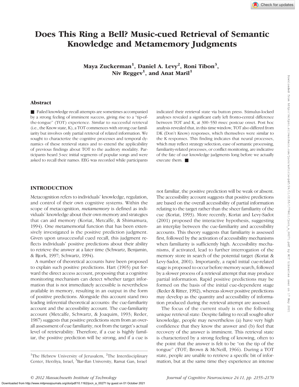 Does This Ring a Bell? Music-Cued Retrieval of Semantic Knowledge and Metamemory Judgments