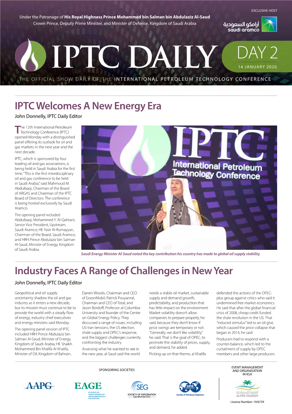 Iptc Daily 14 January 2020 the Official Show Daily of the International Petroleum Technology Conference